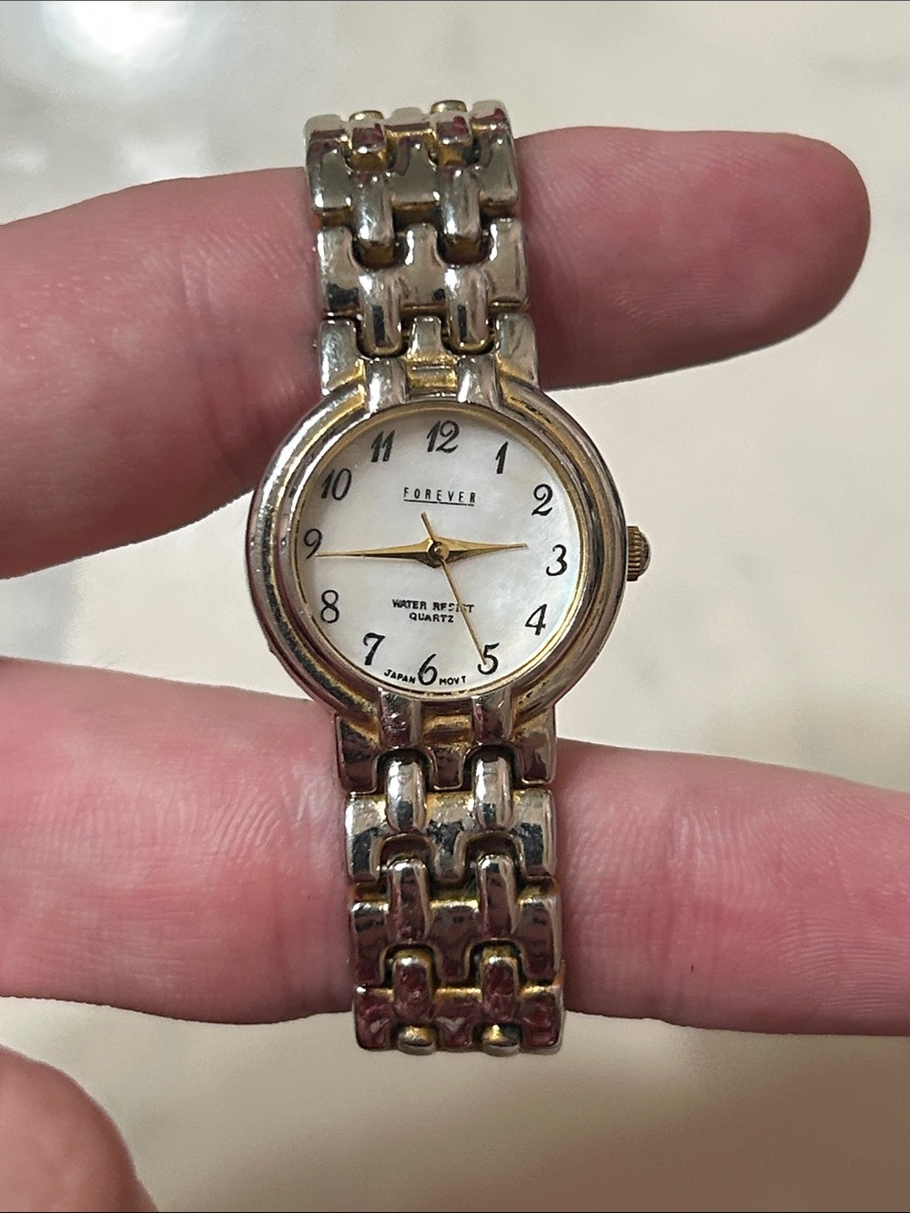 Forever Women's Gold-Tone Link Watch with White Dial